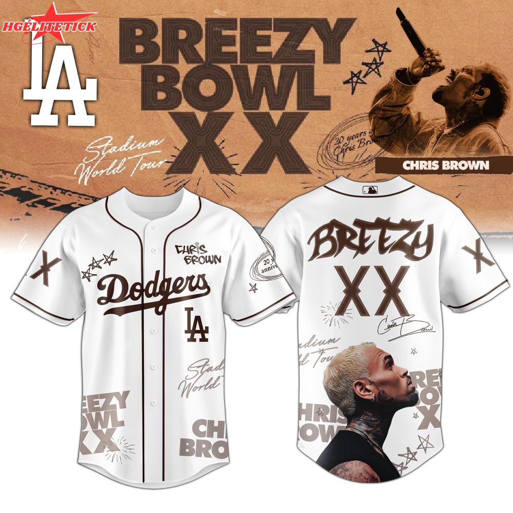 LA Dodgers x Chris Brown Breezy Bowl XX World Tour 2025 Jersey Editions Limited White LA Dodgers x Chris Brown Breezy Bowl XX World Tour 2025 Jersey Editions Limited White