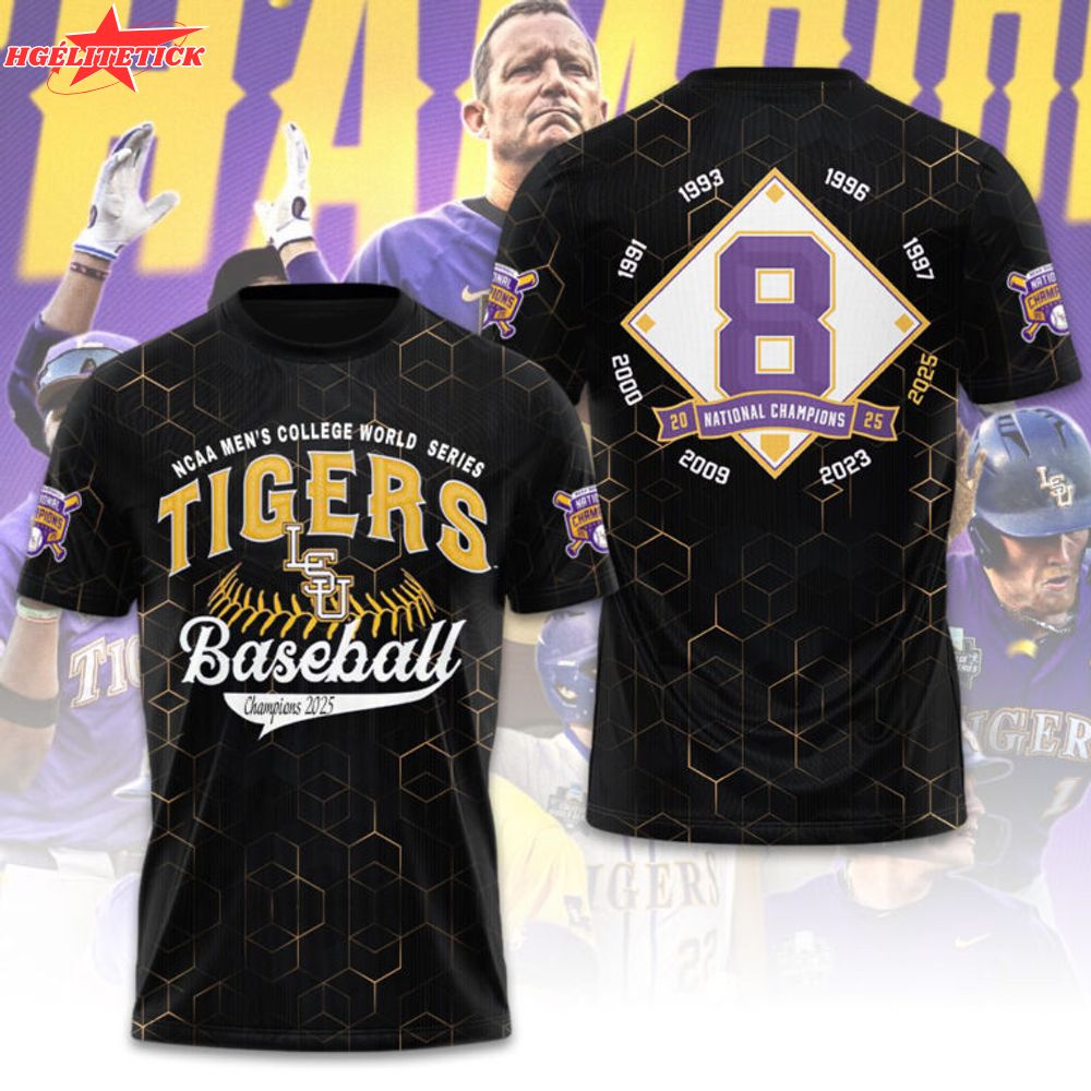 LSU Tigers 2025 Baseball Champions T-Shirt – NCAA Men’s College World Series Winners LSU Tigers 2025 Baseball Champions T-Shirt – NCAA Men’s College World Series Winners