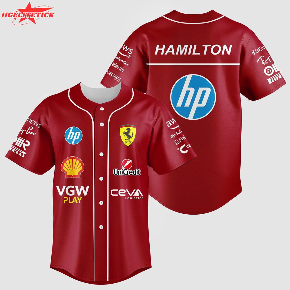 Lewis Hamilton Ferrari Baseball Jersey – F1 Racing Team Pit Crew Shirt 2025 Lewis Hamilton Ferrari Baseball Jersey – F1 Racing Team Pit Crew Shirt 2025