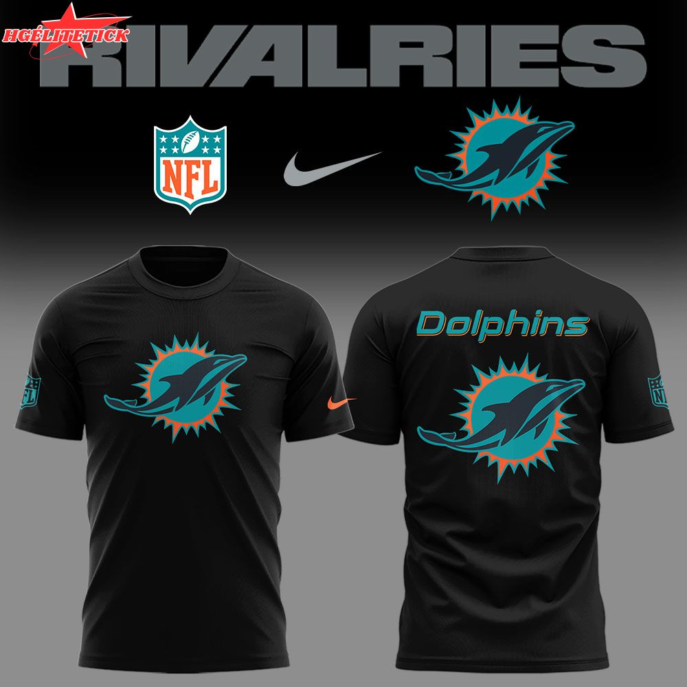 Limited Edition Dolphins Football Rivalries Teaser Black White TShirt Limited Edition Dolphins Football Rivalries Teaser Black White TShirt