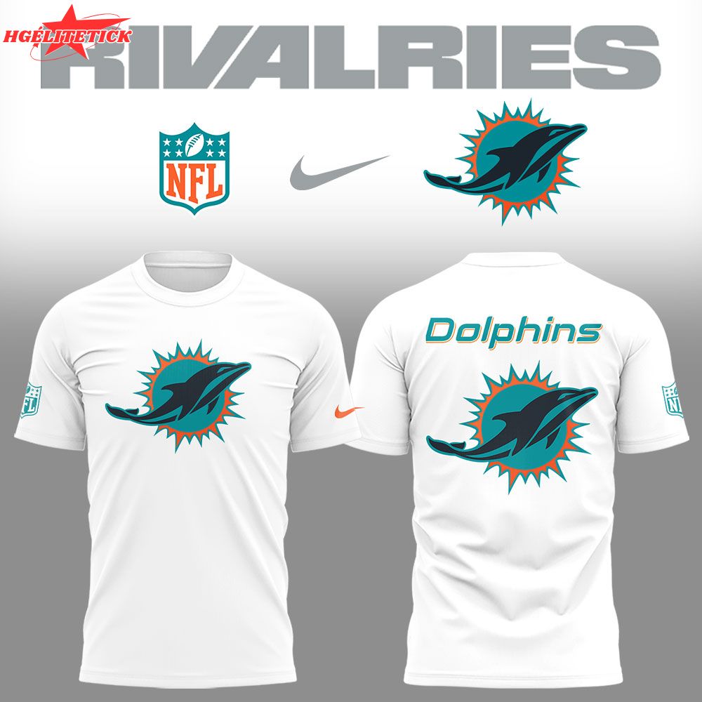 Limited Edition Dolphins Football Rivalries Teaser Logo White TShirt Limited Edition Dolphins Football Rivalries Teaser Logo White TShirt