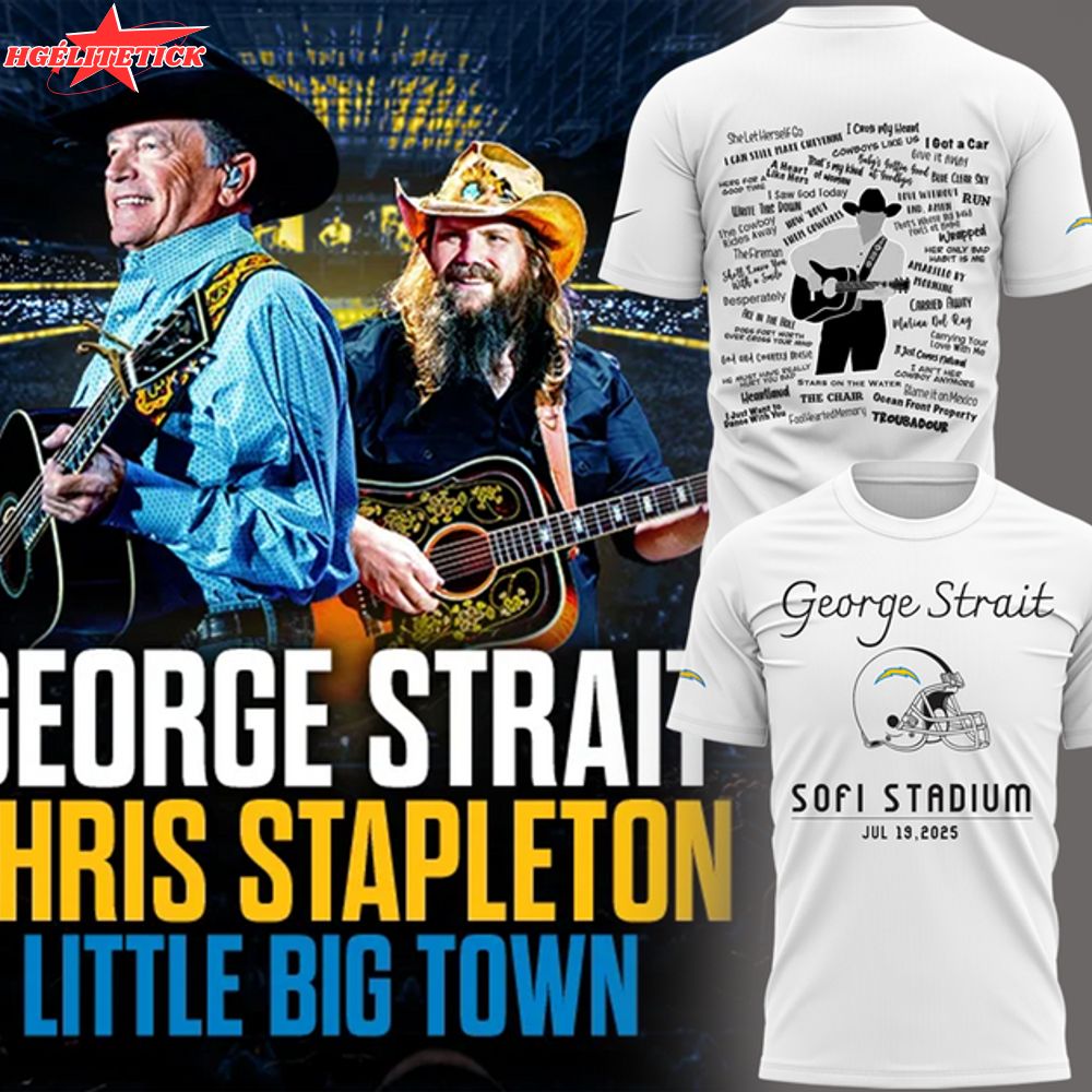 Limited Edition George Strait x Los Angeles Chargers 2025 White T-Shirt Limited Edition George Strait x Los Angeles Chargers 2025 White T-Shirt