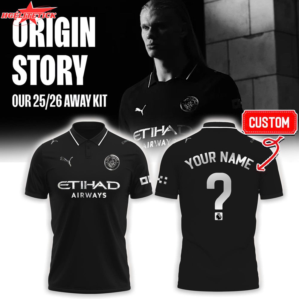 Limited Edition Manchester City Origin 25/26 Away Kit Black Polo Limited Edition Manchester City Origin 25/26 Away Kit Black Polo
