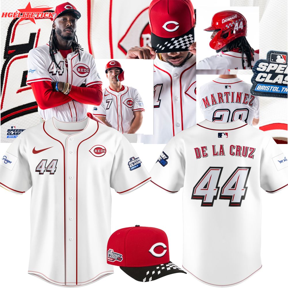 Men's Cincinnati Reds Elly De La Cruz Nike White 2025 Speedway Classic Home Elite Player Jersey Men's Cincinnati Reds Elly De La Cruz Nike White 2025 Speedway Classic Home Elite Player Jersey