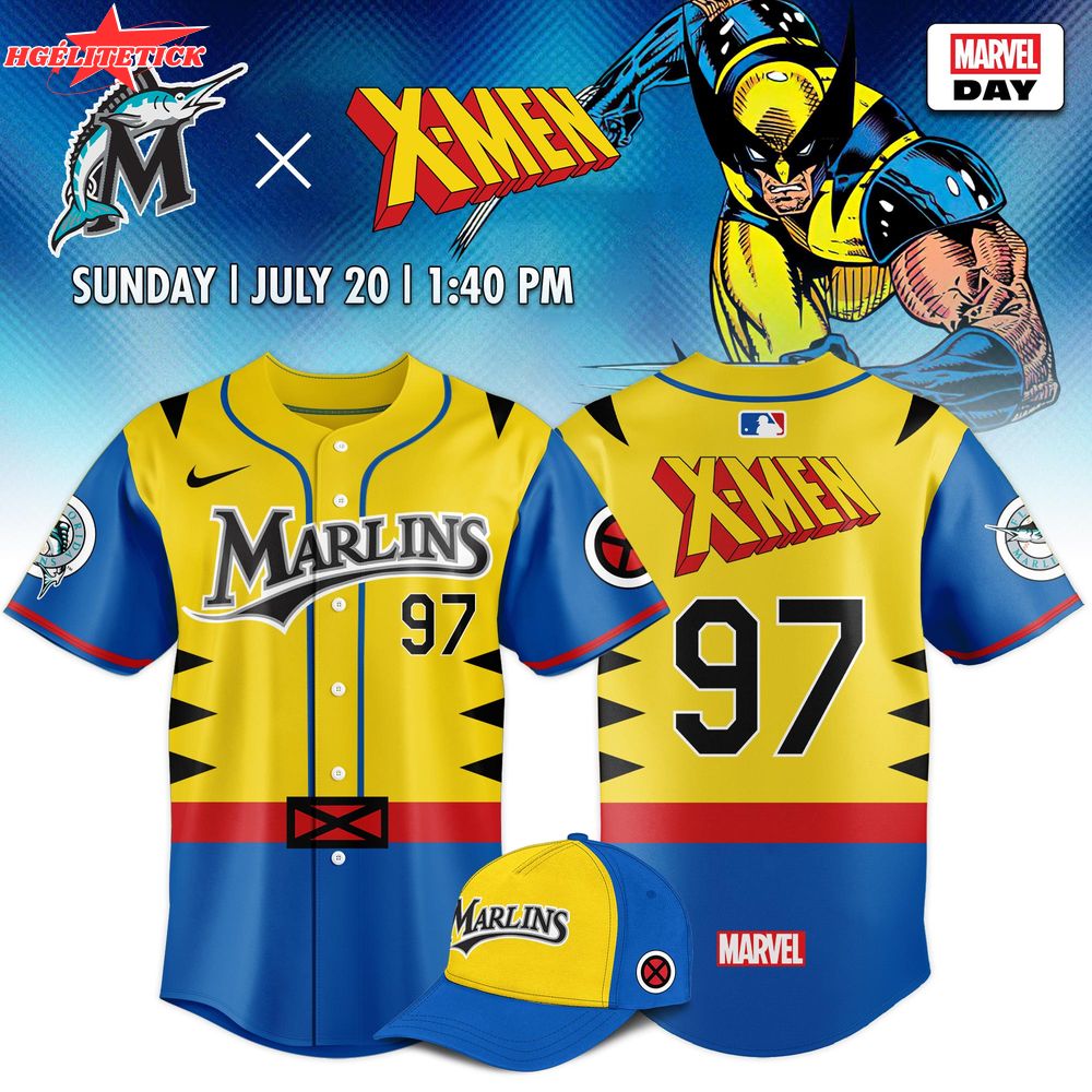 Miami Marlins x X-Men Limited Edition Custom Number Jersey 2025 Miami Marlins x X-Men Limited Edition Custom Number Jersey 2025