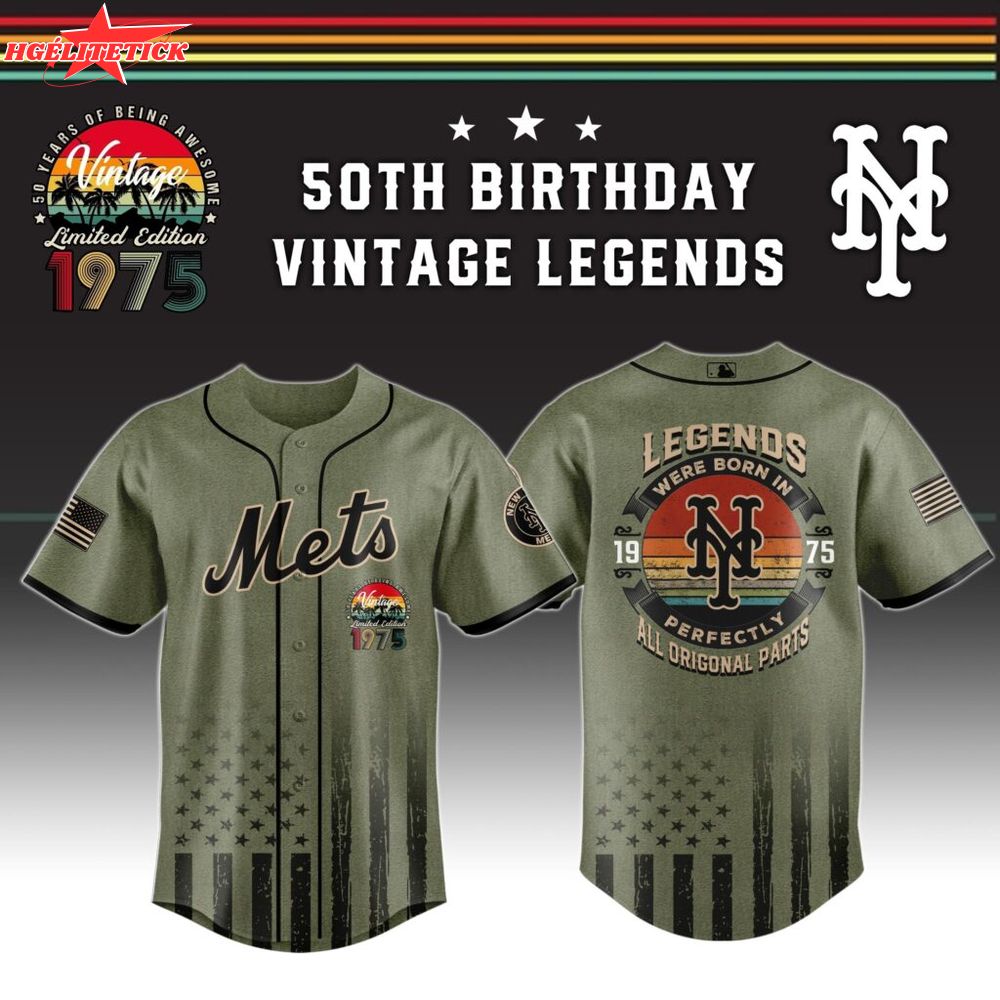 NY Mets x 50th Birthday Vintage Legends Mashup Usa Design Baseball Jersey NY Mets x 50th Birthday Vintage Legends Mashup Usa Design Baseball Jersey