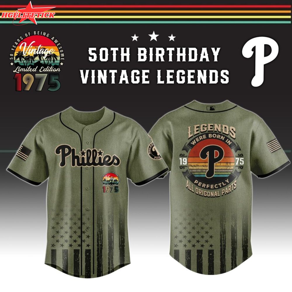 Philadelphia Phillies x 50th Birthday Vintage Legends Mashup Usa Design Baseball Jersey Philadelphia Phillies x 50th Birthday Vintage Legends Mashup Usa Design Baseball Jersey