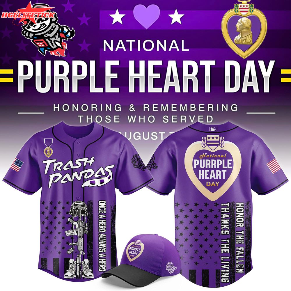 Rocket City Trash Pandas x Purple Heart Day Baseball Jersey Rocket City Trash Pandas x Purple Heart Day Baseball Jersey