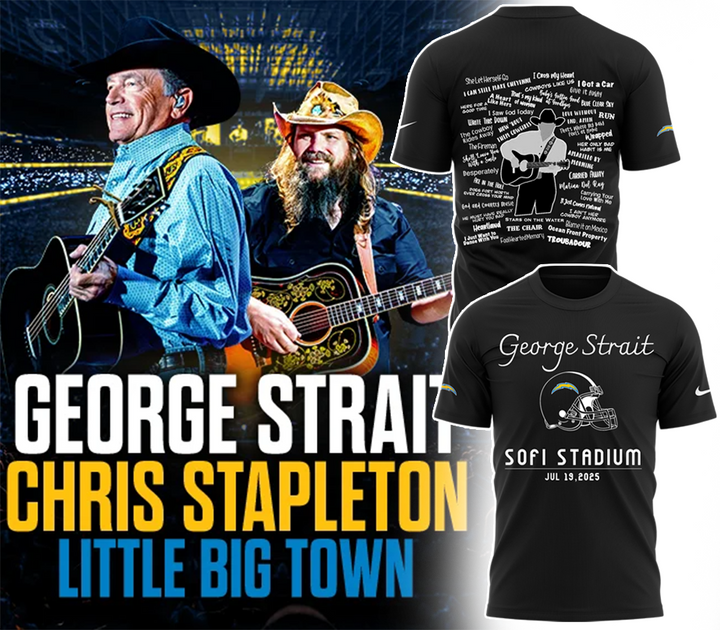 Limited Edition George Strait x Los Angeles Chargers 2025 Black T-Shirt Limited Edition George Strait x Los Angeles Chargers 2025 Black T-Shirt