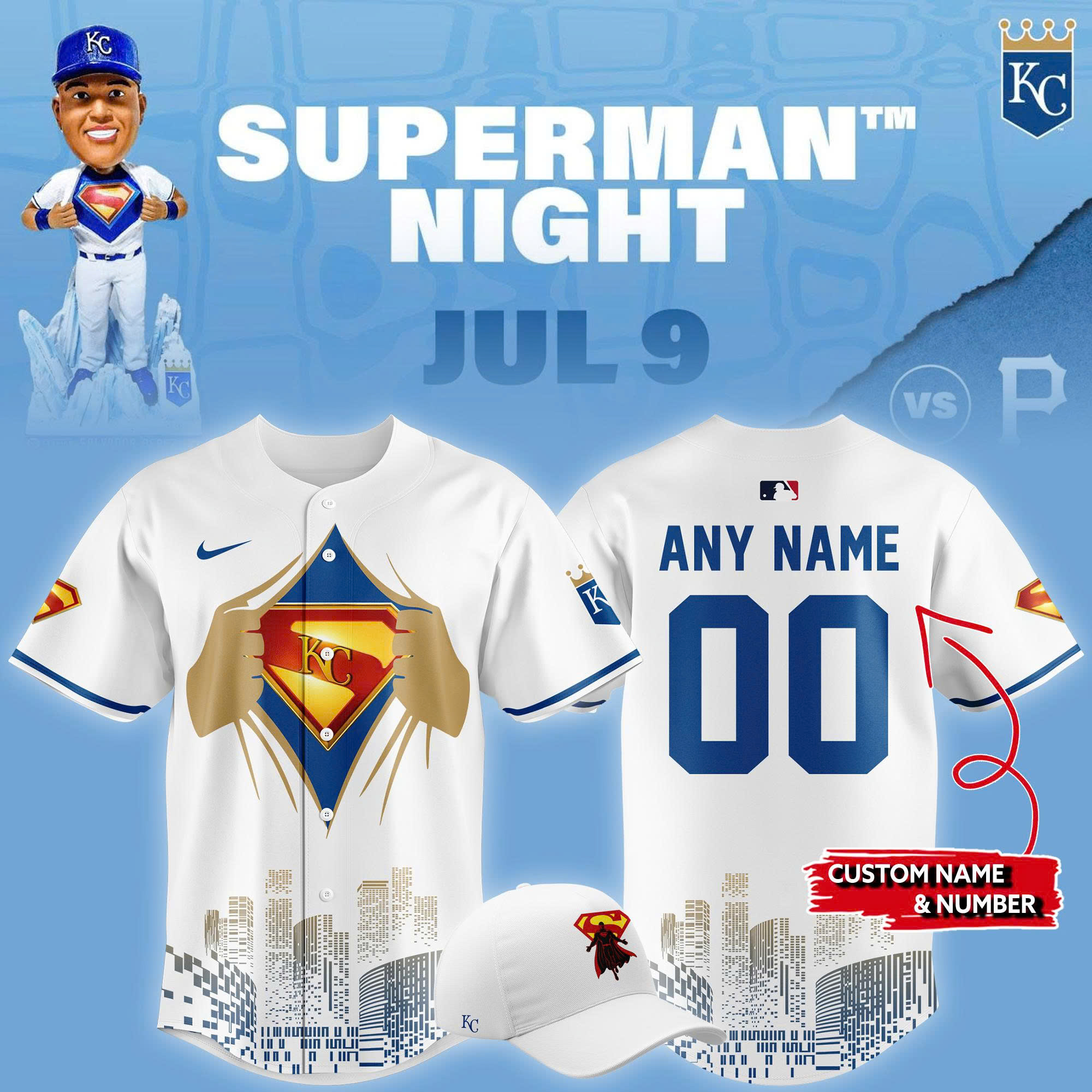 Special New Kansas City Royals x Superman Night Jersey Custom Name And Number 2025 Special New Kansas City Royals x Superman Night Jersey Custom Name And Number 2025
