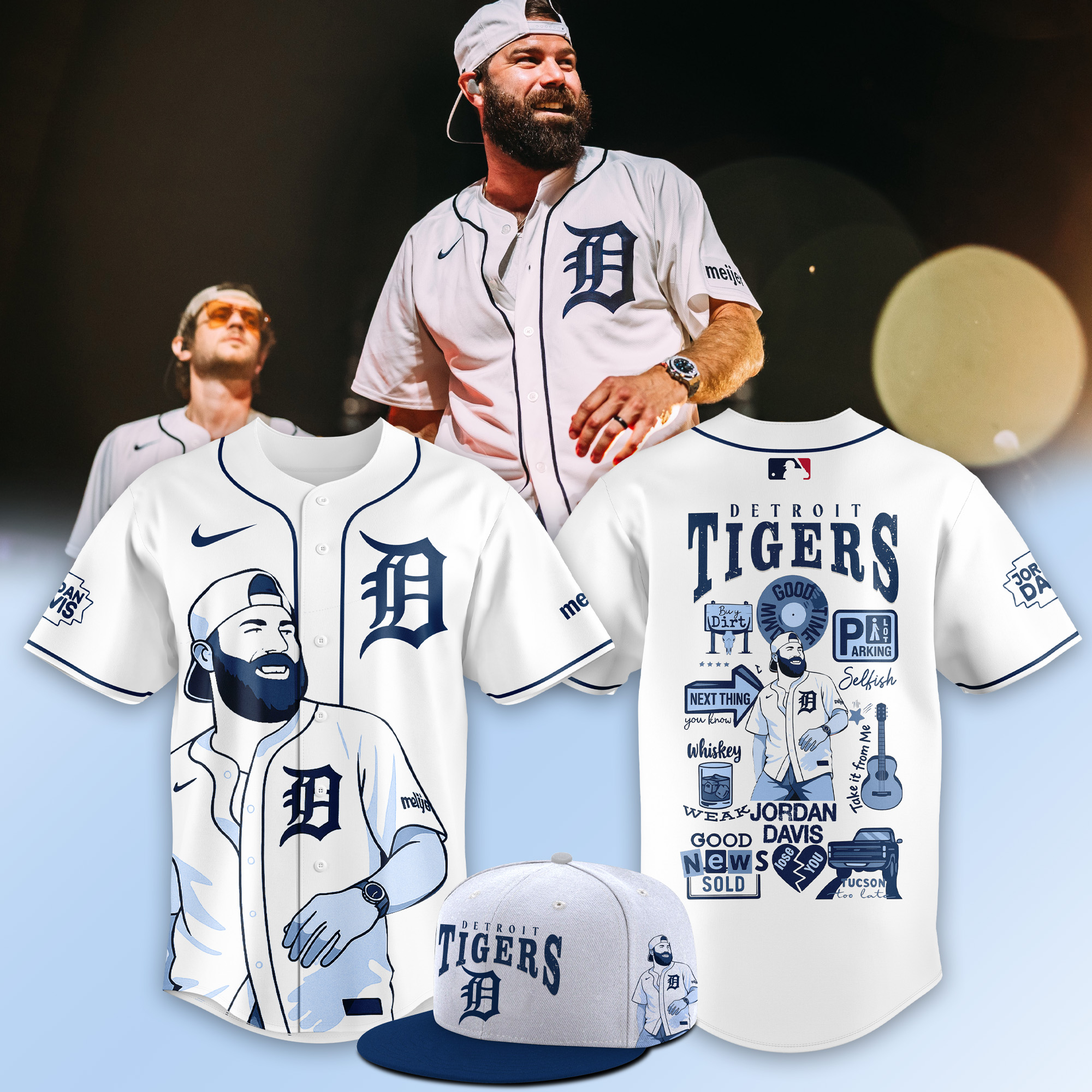Detroit Tigers X Jordan Davis Music Baseball Jersey Detroit Tigers X Jordan Davis Music Baseball Jersey