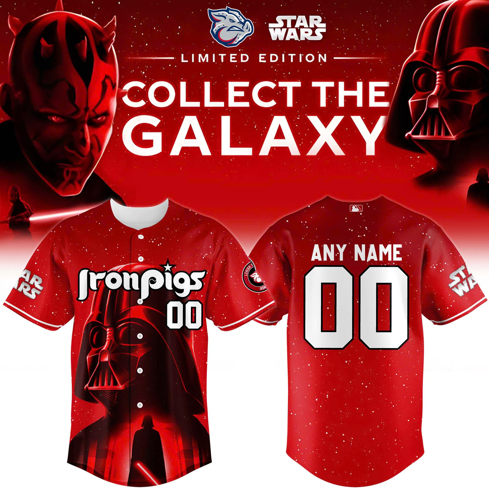 Lehigh Valley IronPigs x Star Wars Baseball Jersey 2025 Darth Vader Lehigh Valley IronPigs x Star Wars Baseball Jersey 2025 Darth Vader