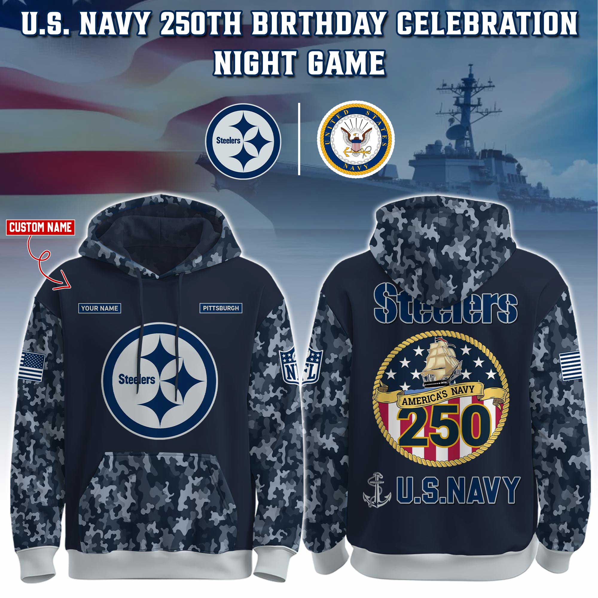 PIT-Navy 250th Birthday Hoodie Limited Edions PIT-Navy 250th Birthday Hoodie Limited Edions