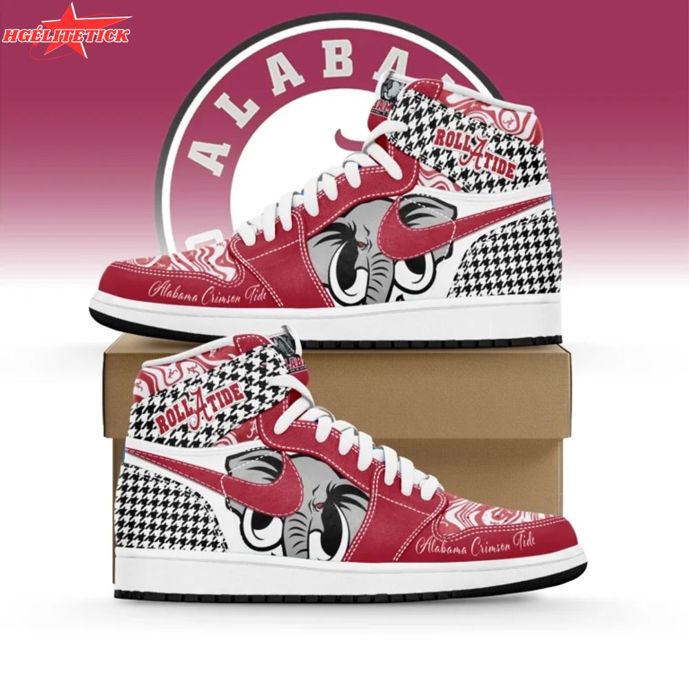 Alabama Crimson Tide AJ1 High Sneakers Shoes For Men And Women Alabama Crimson Tide AJ1 High Sneakers Shoes For Men And Women