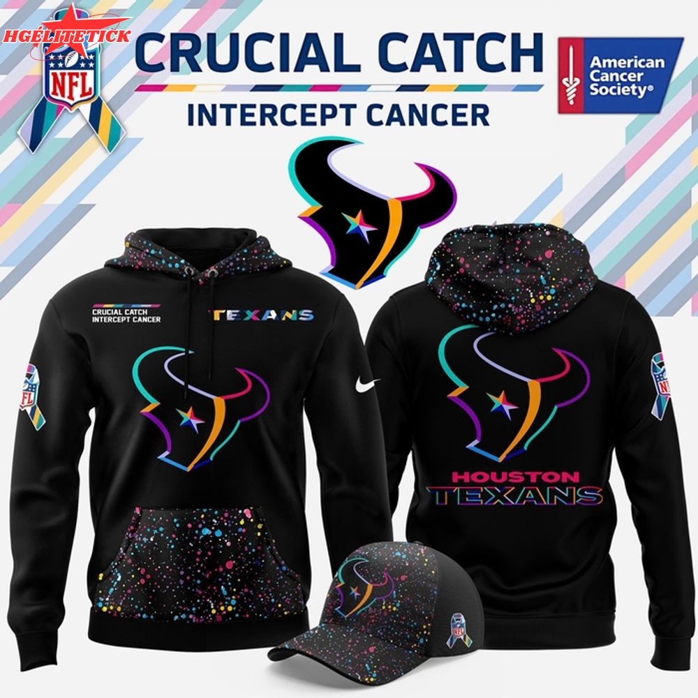 Houston Texans NFL Crucial Catch 2025 Hoodie Black Houston Texans NFL Crucial Catch 2025 Hoodie Black