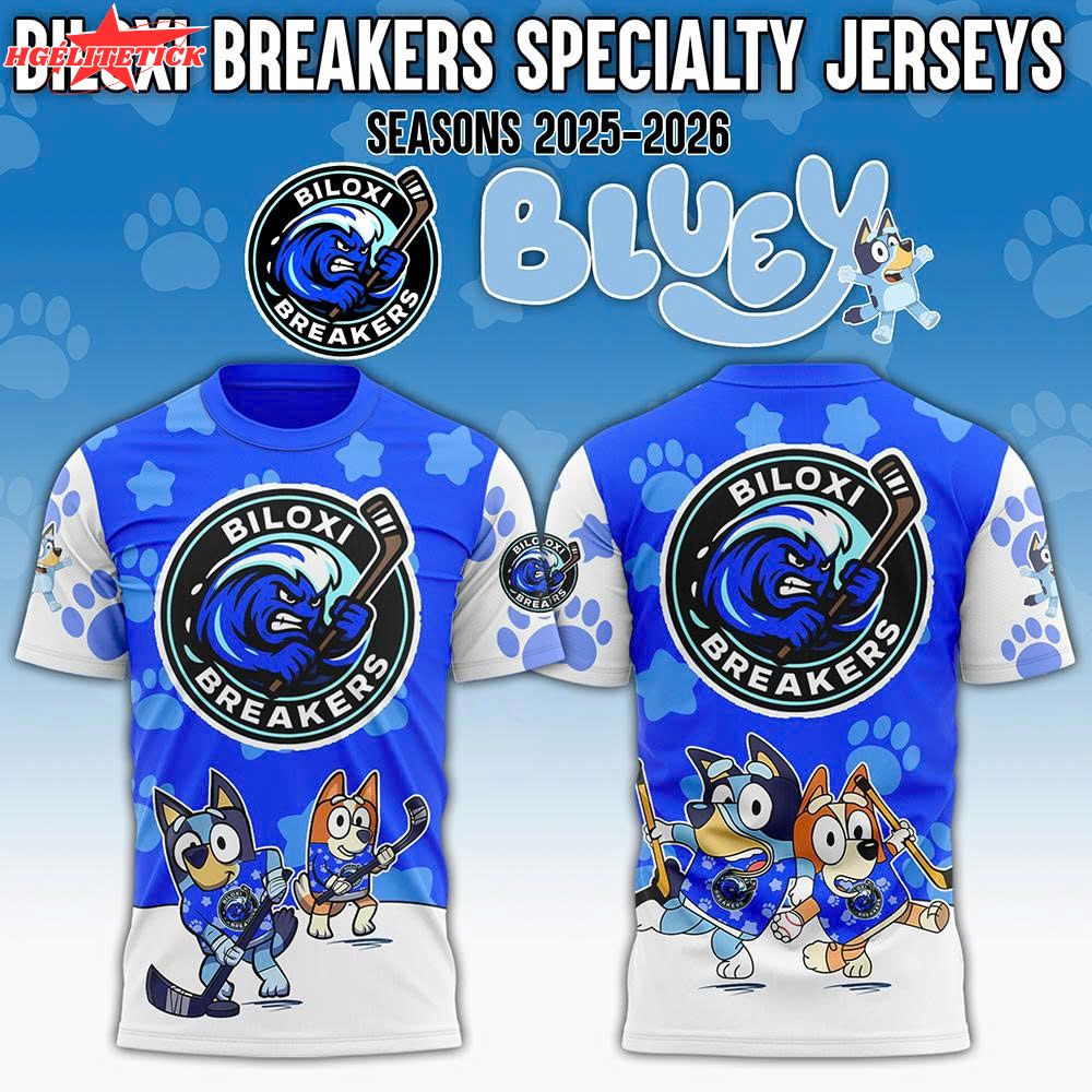 Limited Edition Biloxi Breakers x Bluey Day T-Shirt 2025 Limited Edition Biloxi Breakers x Bluey Day T-Shirt 2025
