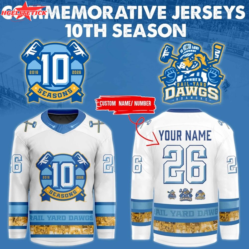 Limited Edition Rail Yard Dawgs x '' 10th Seasoon '' Jersey(White) 2025 Limited Edition Rail Yard Dawgs x '' 10th Seasoon '' Jersey(White) 2025