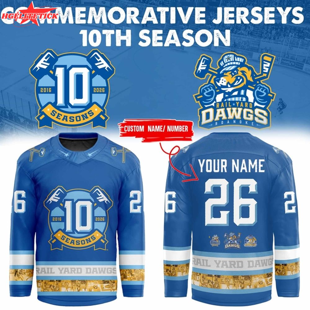 Limited Edition Rail Yard Dawgs x '' 10th Seasoon '' Jersey(blue) 2025 Limited Edition Rail Yard Dawgs x '' 10th Seasoon '' Jersey(blue) 2025
