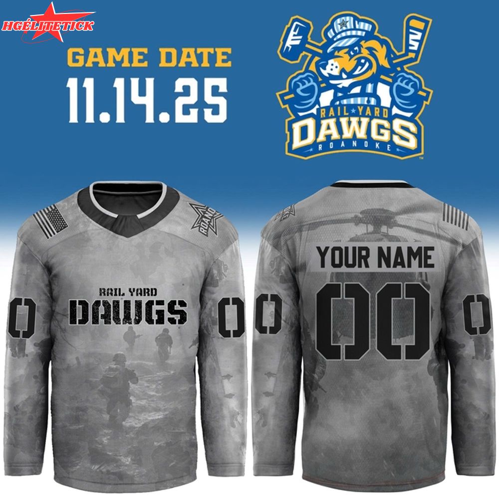 Limited Edition Roanoke Rail Yard Dawgs x Military Night Jersey 2025 Limited Edition Roanoke Rail Yard Dawgs x Military Night Jersey 2025
