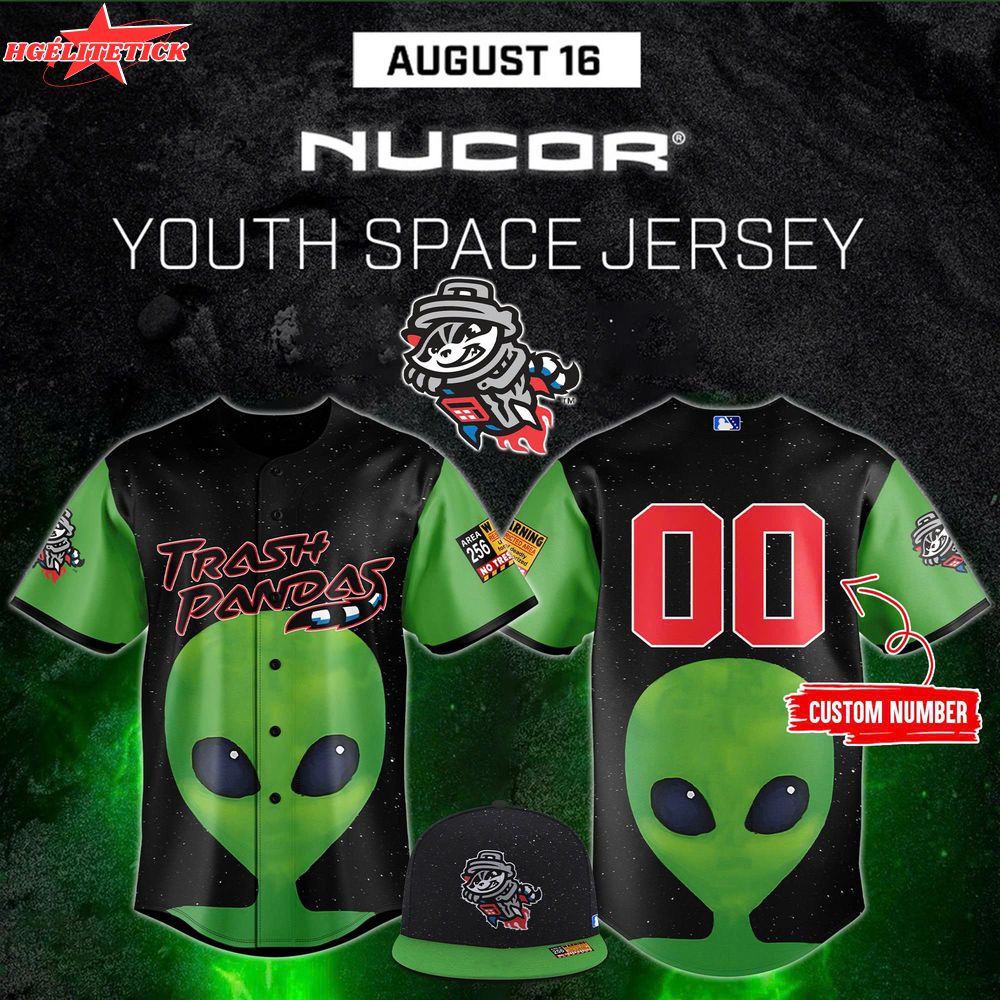 Rocket City Trash Pandas Youth Space Jersey Baseball Jersey Rocket City Trash Pandas Youth Space Jersey Baseball Jersey