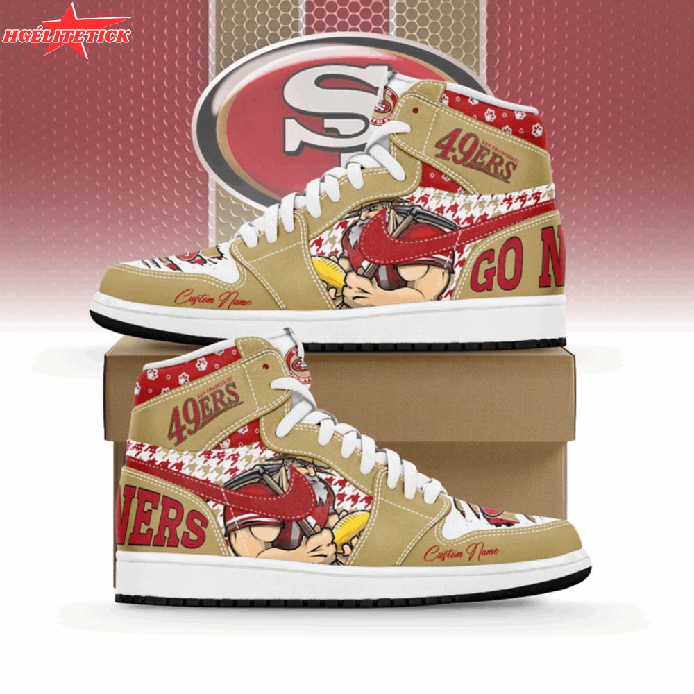 San Francisco 49ers AJ1 High Sneakers Shoes San Francisco 49ers AJ1 High Sneakers Shoes