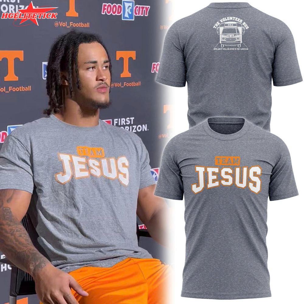Tennessee Football Team Jesus Grey T-shir Tennessee Football Team Jesus Grey T-shir