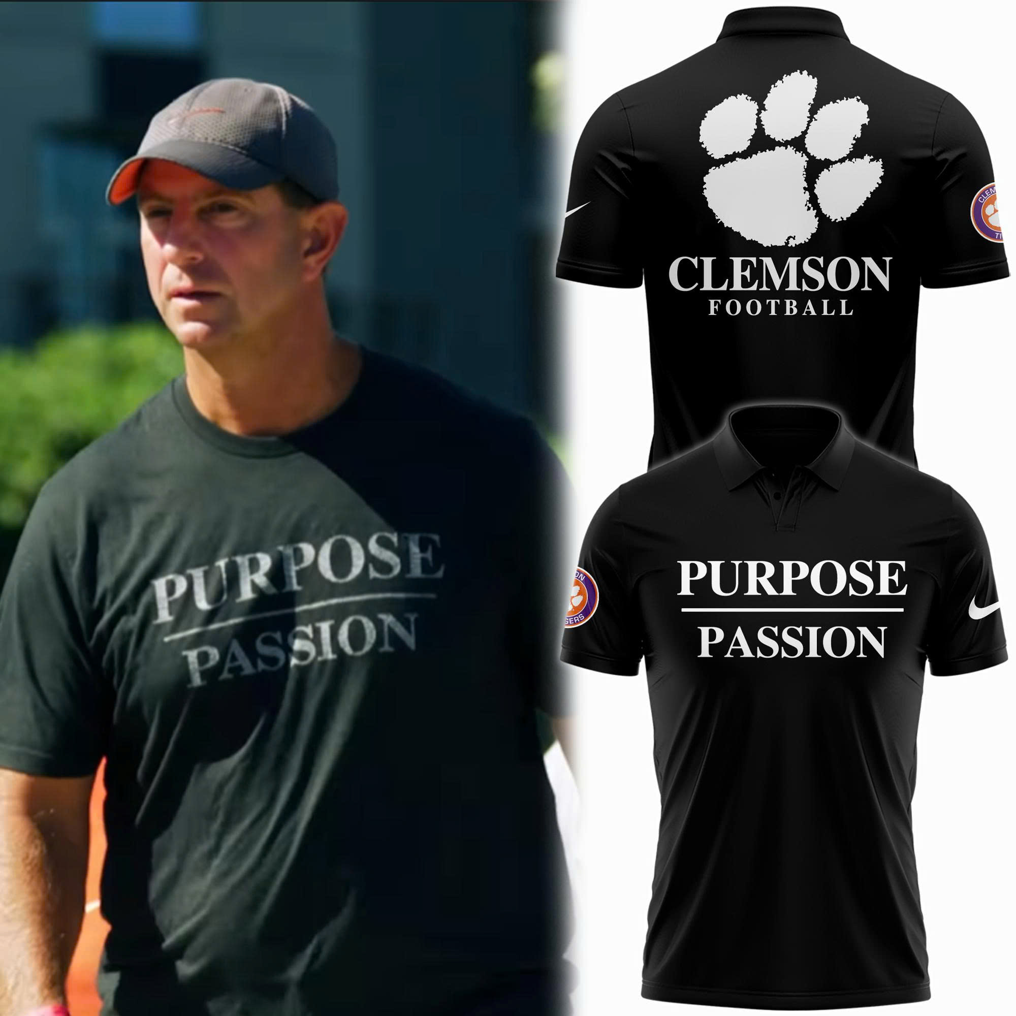 Dabo Swinney Clemson Tigers Football Purpose/Passion Polo Shirt 2025 Dabo Swinney Clemson Tigers Football Purpose/Passion Polo Shirt 2025