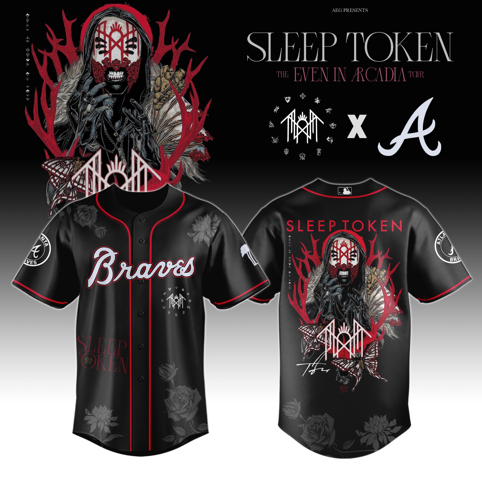 Atlanta Braves x Sleep Token ” Even in Arcadia Tour 2025 ” Jersey Limited Edition Atlanta Braves x Sleep Token ” Even in Arcadia Tour 2025 ” Jersey Limited Edition