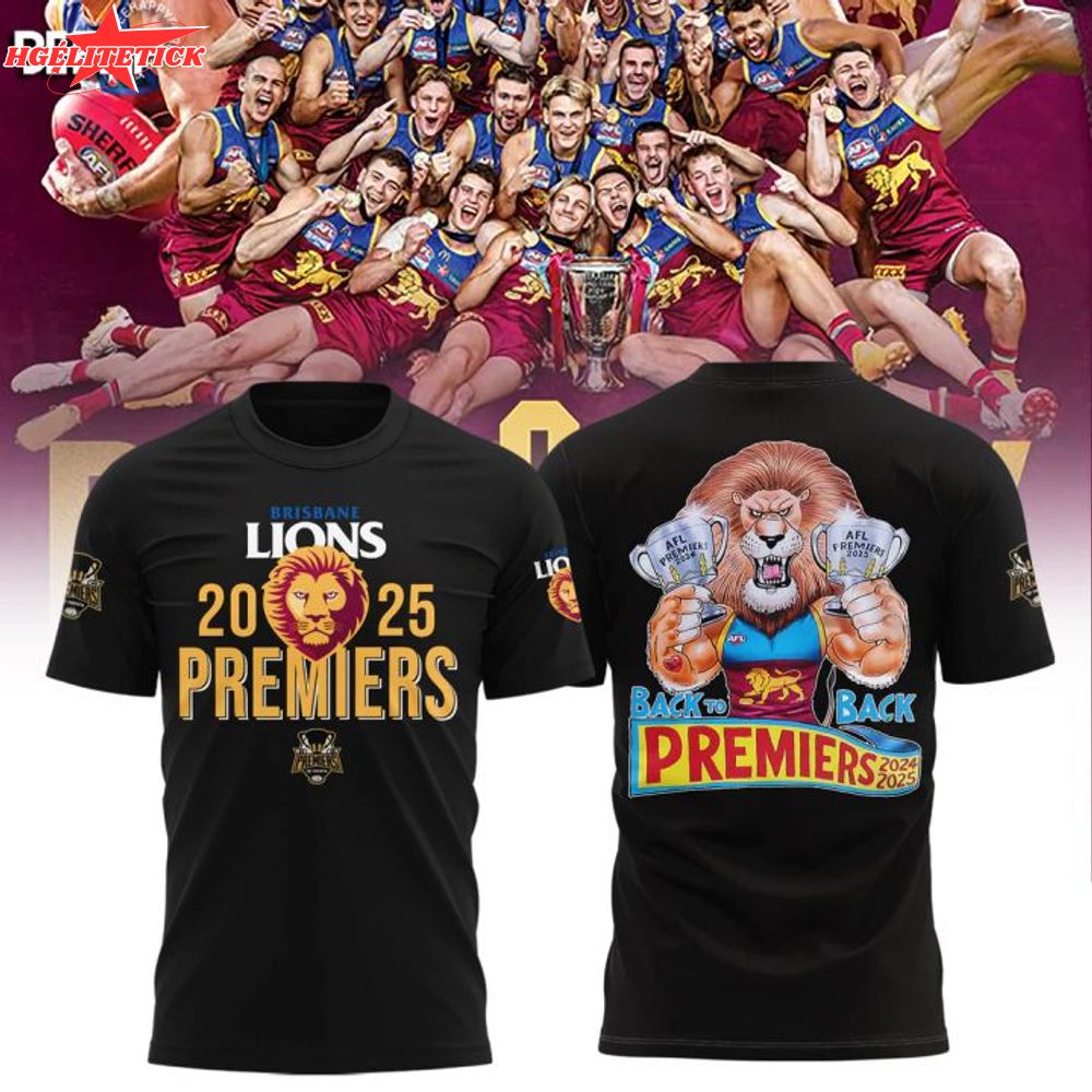 Brisbane Lions ''Back to Back'' AFL 2025 Champions T-Shirt Brisbane Lions ''Back to Back'' AFL 2025 Champions T-Shirt