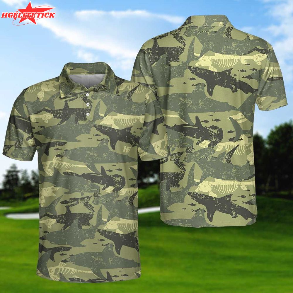 Camouflage Shark Pattern Camo Military Polo Shirt Camouflage Shark Pattern Camo Military Polo Shirt