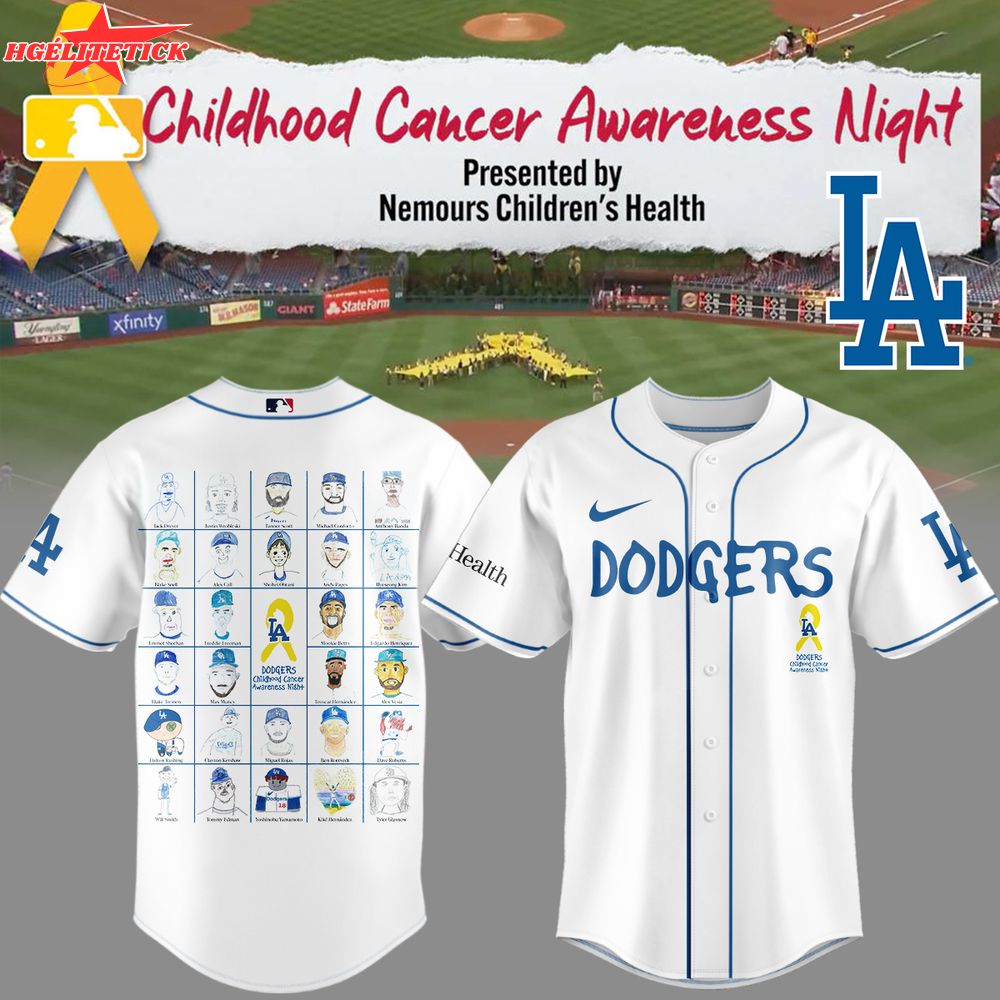 LA Dodgers Childhood Cancer Awareness Night Limited White Jersey LA Dodgers Childhood Cancer Awareness Night Limited White Jersey