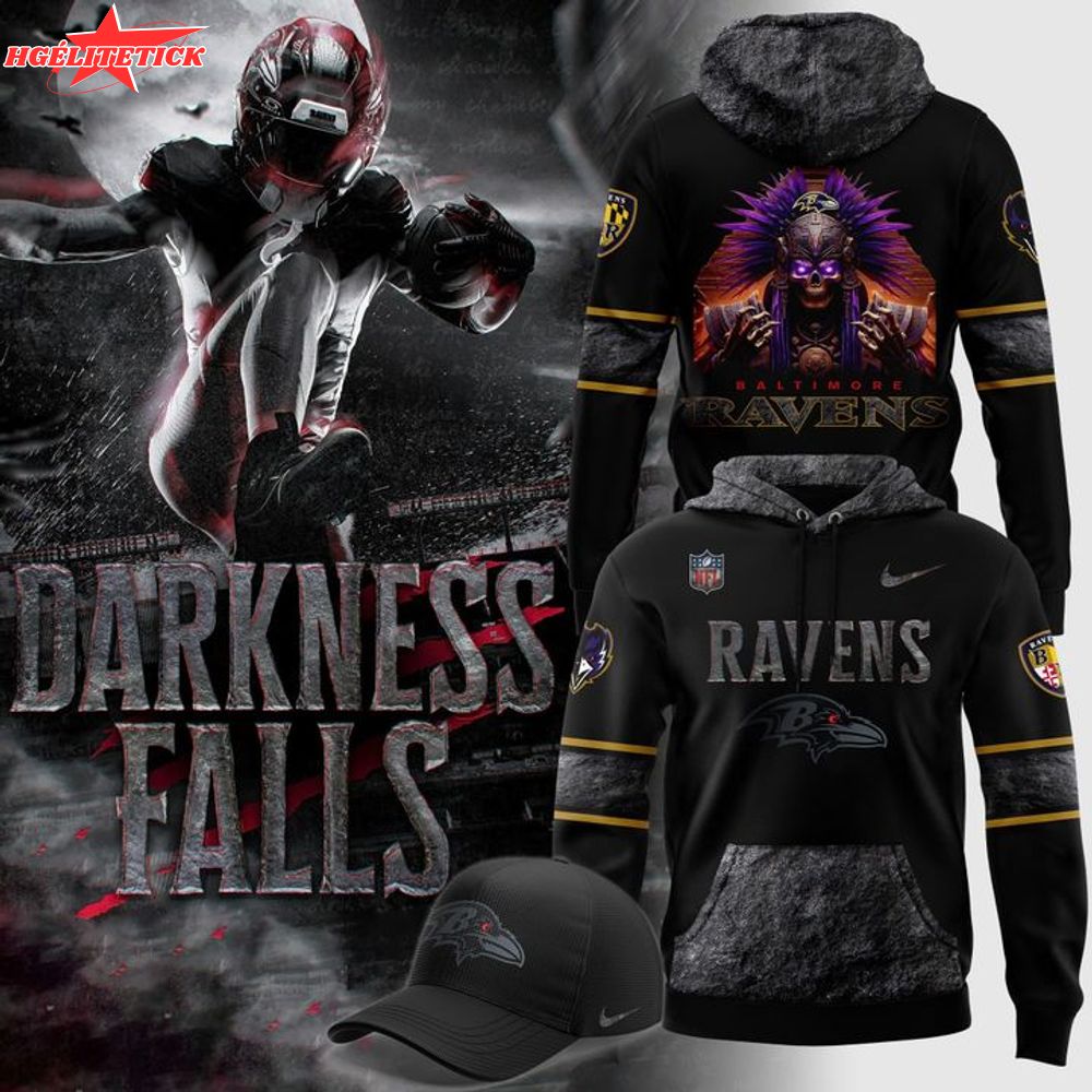 Limited Edition Baltimore Ravens '' Darkness Falls '' Hoodie 2025-2026 Limited Edition Baltimore Ravens '' Darkness Falls '' Hoodie 2025-2026