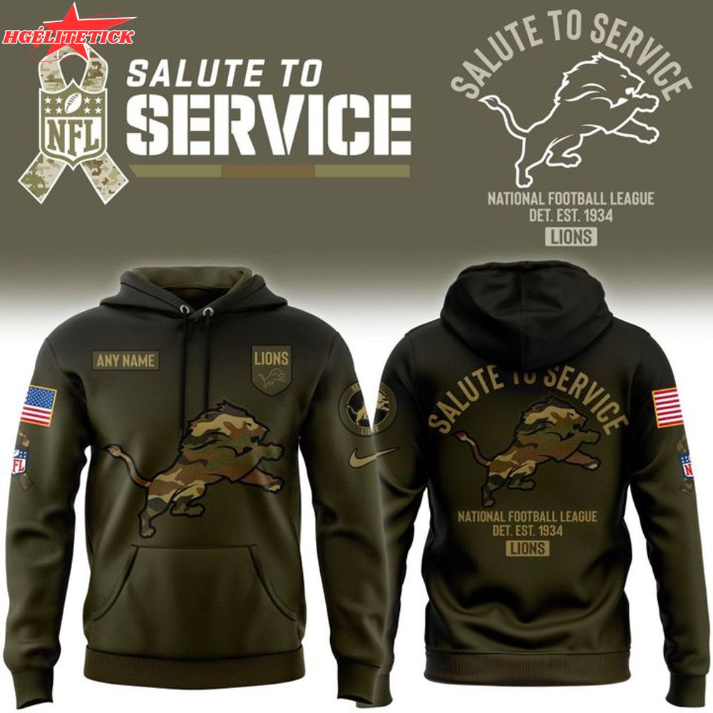 Men's Custom Detroit Lions 2025 Salute to Service Hoodie Men's Custom Detroit Lions 2025 Salute to Service Hoodie