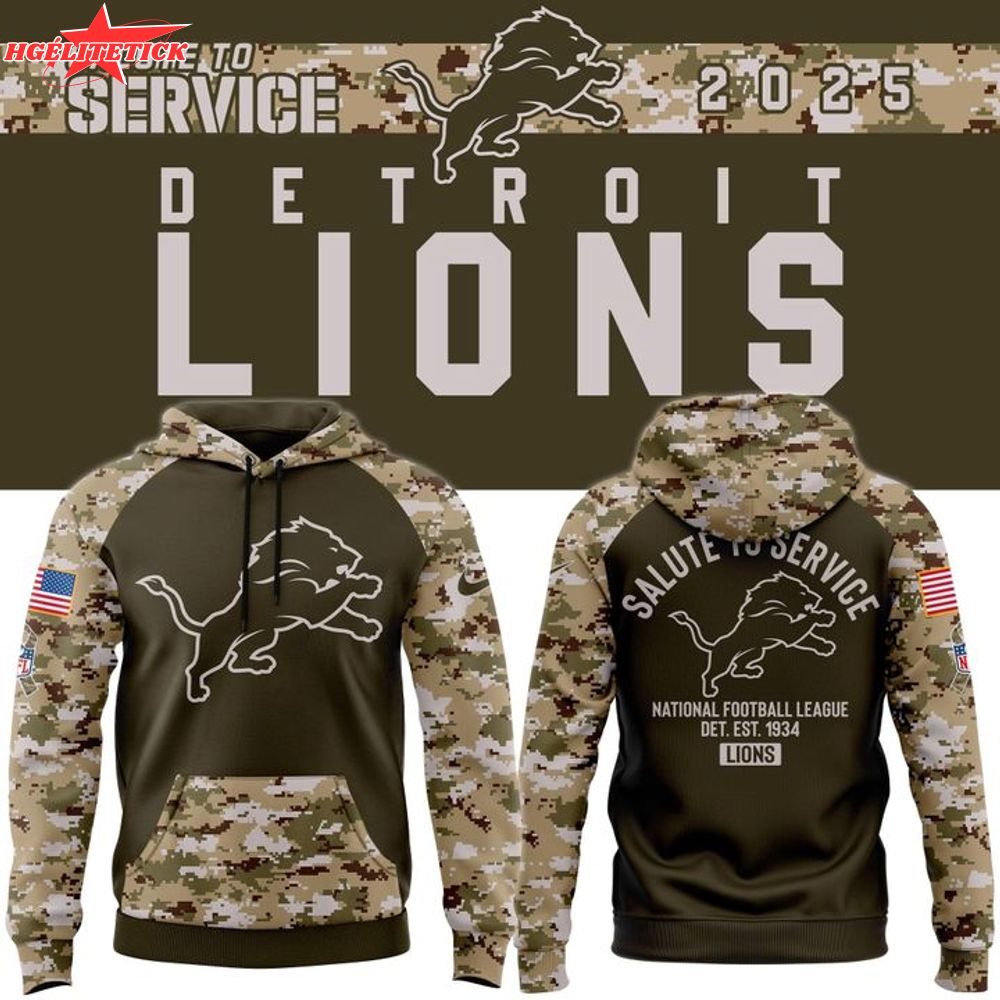 Men's Detroit Lions Nike Olive/Camo 2025 Salute to Service Sideline Hoodie Men's Detroit Lions Nike Olive/Camo 2025 Salute to Service Sideline Hoodie