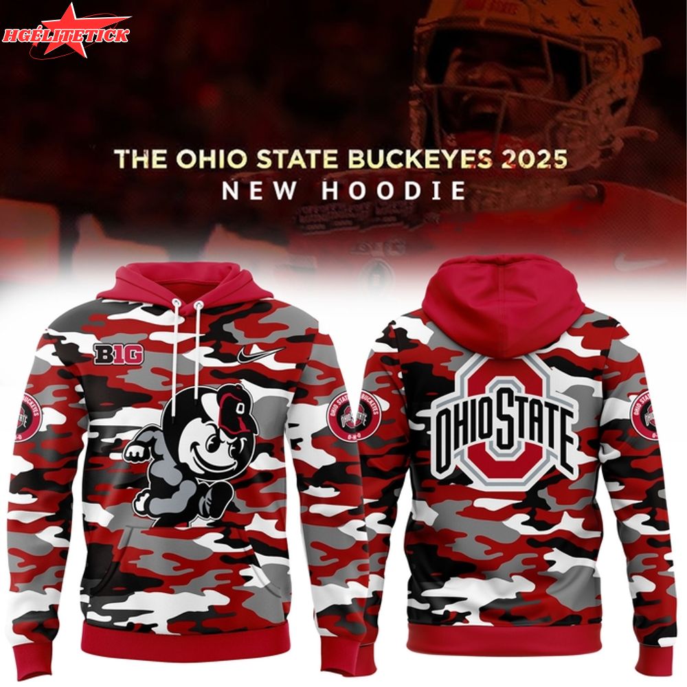 Men's Nike Red Camo Ohio State Buckeyes New Hoodie 2025 Men's Nike Red Camo Ohio State Buckeyes New Hoodie 2025