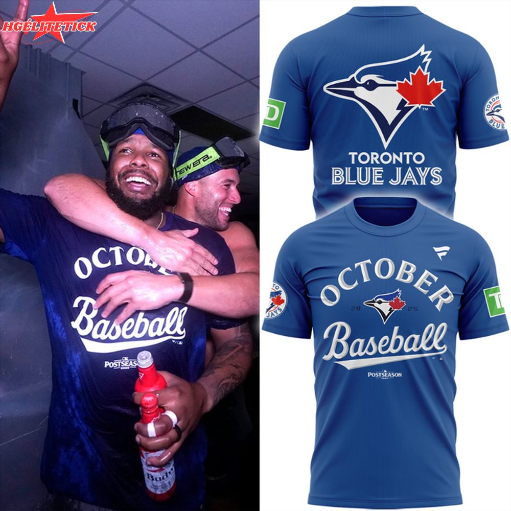 Men's Toronto Blue Jays Blue 2025 MLB Postseason Locker Room T-Shirt Men's Toronto Blue Jays Blue 2025 MLB Postseason Locker Room T-Shirt