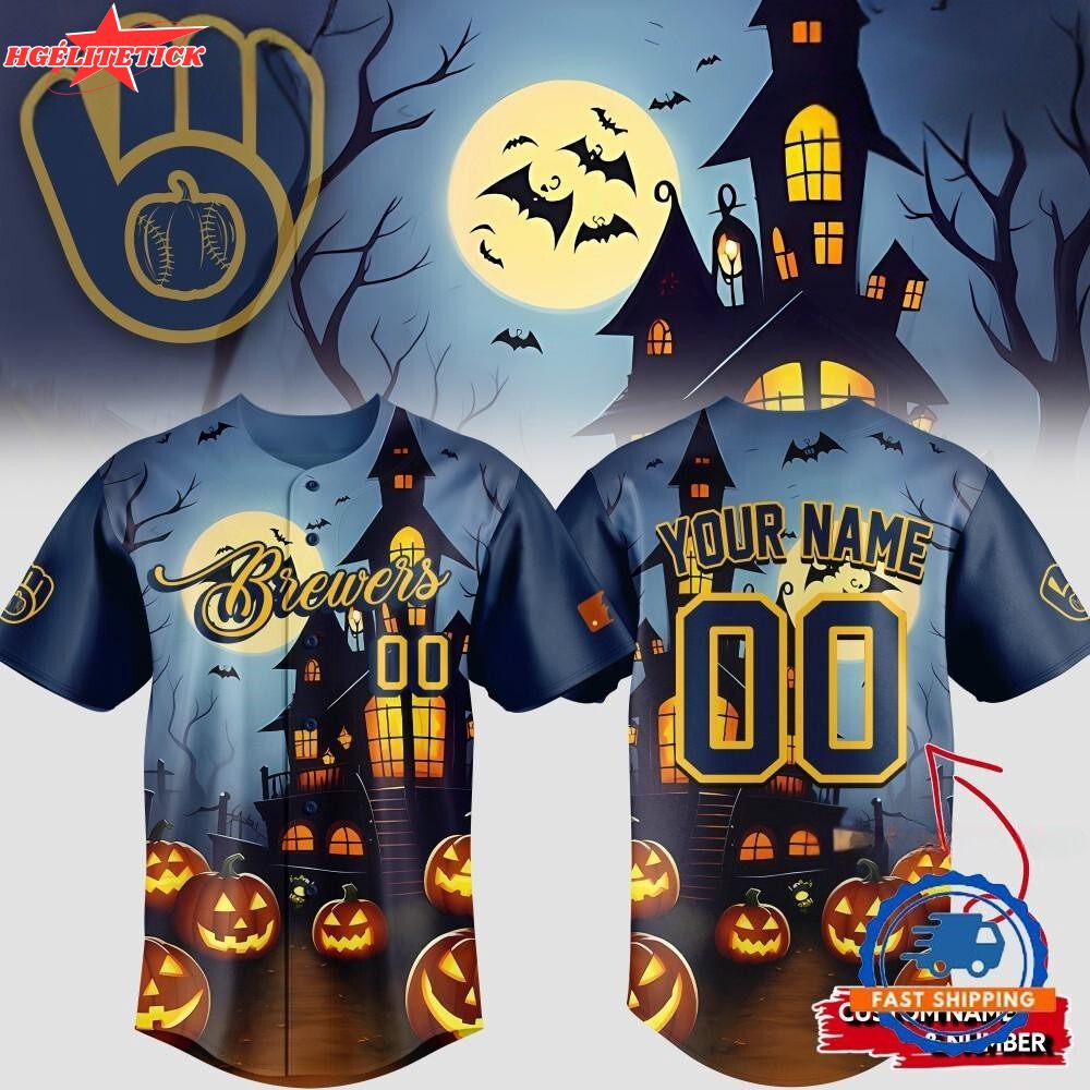 Milwaukee Brewers x Halloween Haunted Jersey-3D Baseball Jersey Milwaukee Brewers x Halloween Haunted Jersey-3D Baseball Jersey