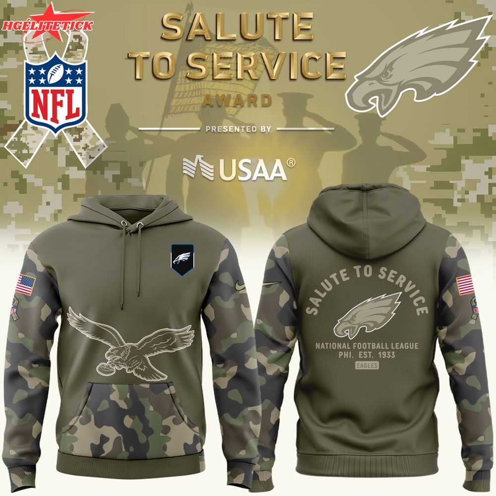 Philadelphia Eagles Nike Olive 2025 Salute to Service Sideline Standard Hoodie Philadelphia Eagles Nike Olive 2025 Salute to Service Sideline Standard Hoodie