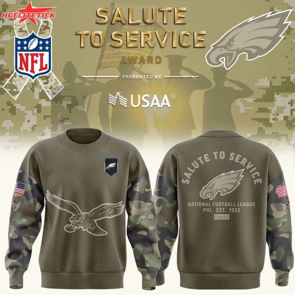 Philadelphia Eagles Nike Olive 2025 Salute to Service Sideline Standard Sweat Philadelphia Eagles Nike Olive 2025 Salute to Service Sideline Standard Sweat