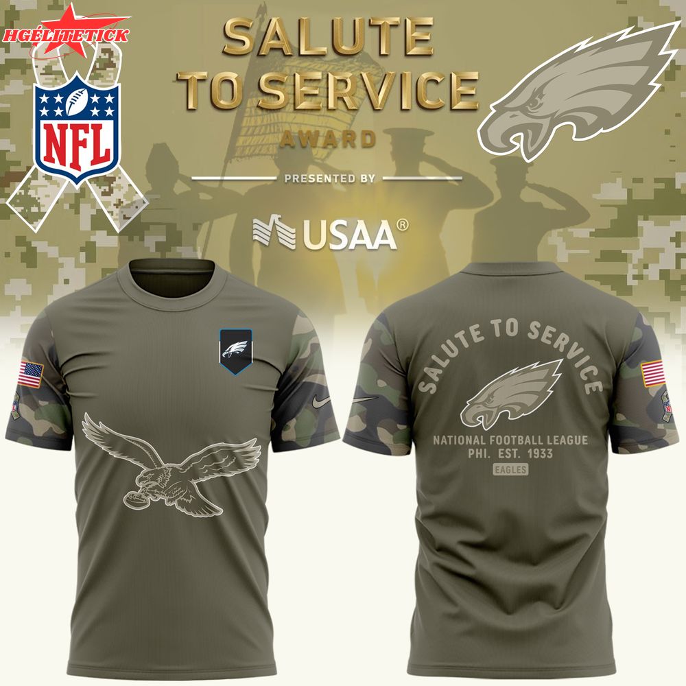 Philadelphia Eagles Nike Olive 2025 Salute to Service Sideline Standard Tshirt Philadelphia Eagles Nike Olive 2025 Salute to Service Sideline Standard Tshirt