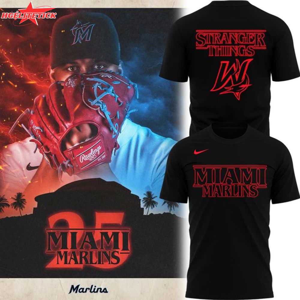 Special New Stranger Things Miami Marlins Logo T-Shirt Special New Stranger Things Miami Marlins Logo T-Shirt