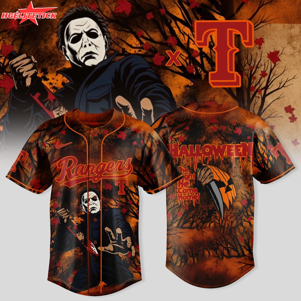 Texas Rangers x Michael Myers 2025 Halloween collections Texas Rangers x Michael Myers 2025 Halloween collections