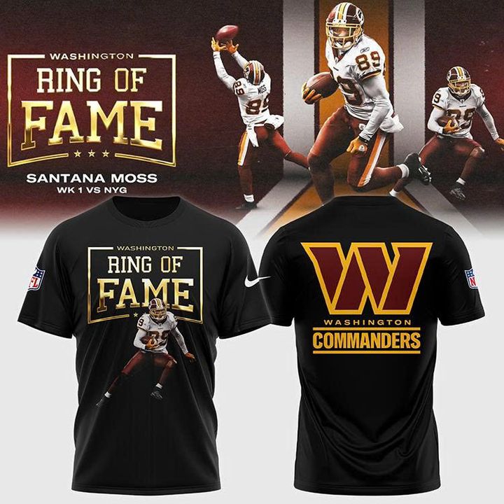 Washington Commanders Santana Moss Ring Of Fame T-shirt Washington Commanders Santana Moss Ring Of Fame T-shirt
