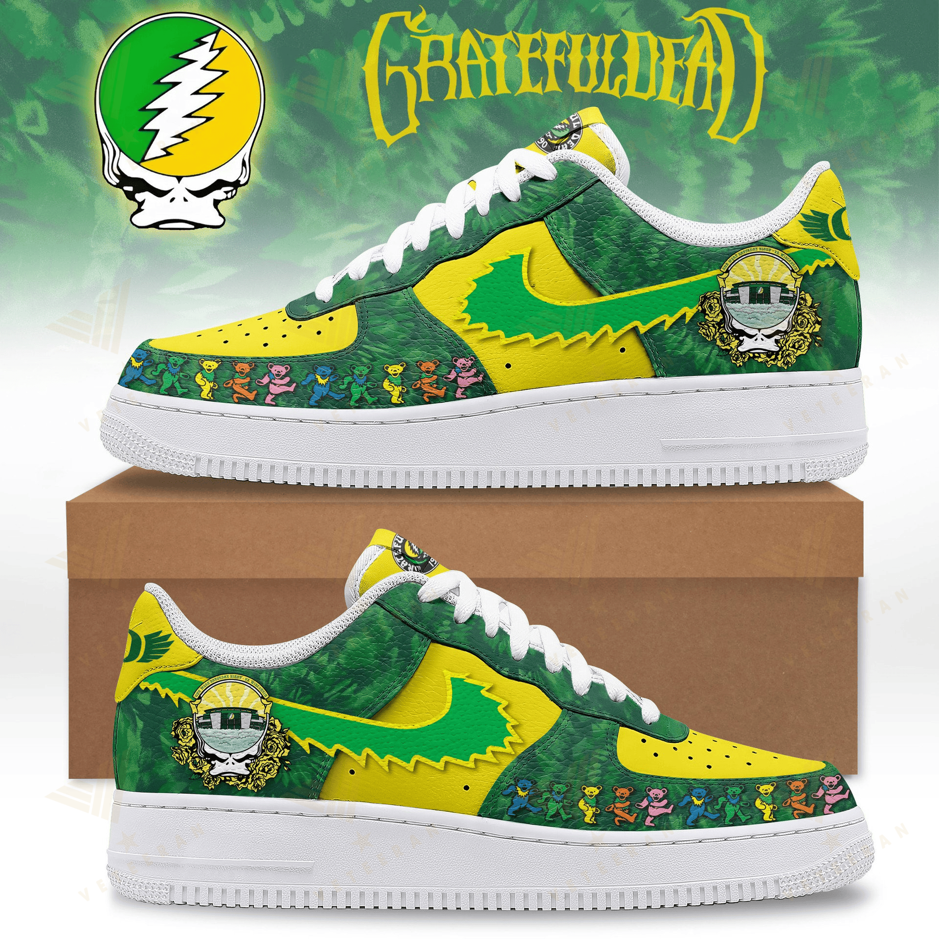 Greateful Dead Oregon Duck Grateful Ducks Nike Air Force One Shoes Greateful Dead Oregon Duck Grateful Ducks Nike Air Force One Shoes