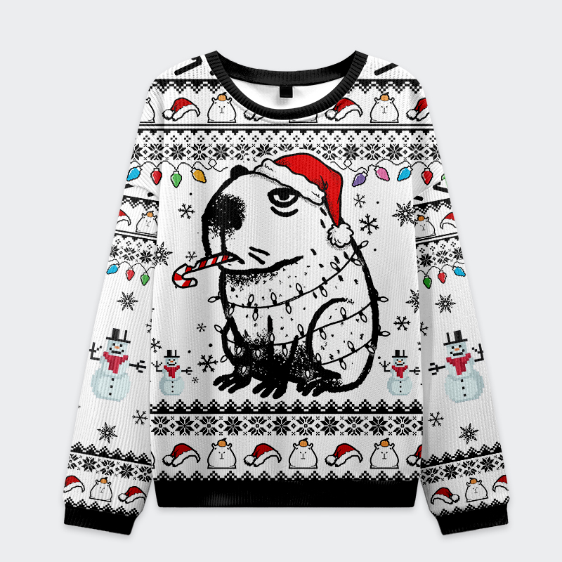 Capybara Smoking Christmas Ugly Sweat Capybara Smoking Christmas Ugly Sweat