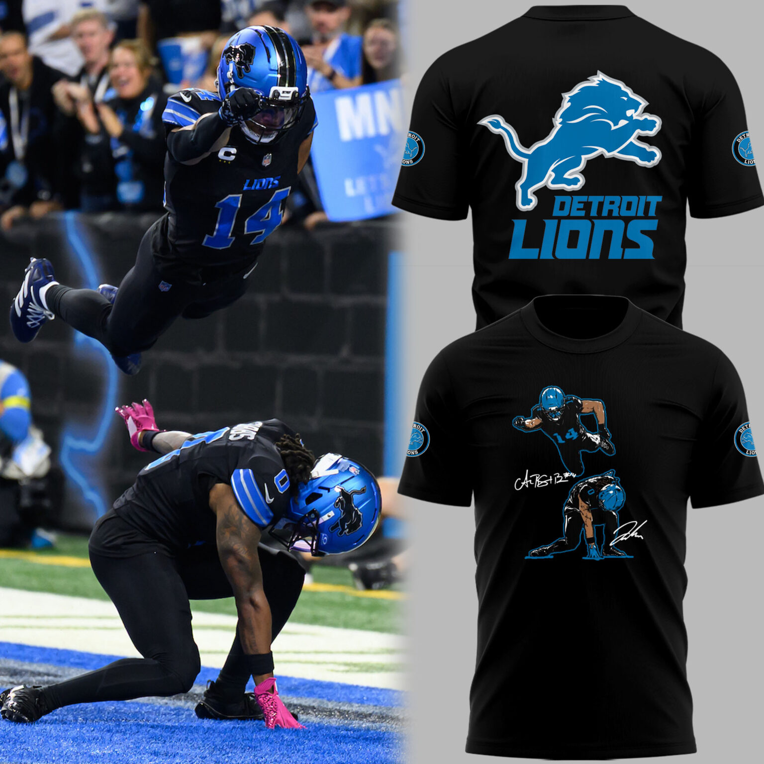 Limited Edition Lions Football SuperBrown & SpiderGibbs 🔥🔥🔥 Black T-Shirt Limited Edition Lions Football SuperBrown & SpiderGibbs 🔥🔥🔥 Black T-Shirt