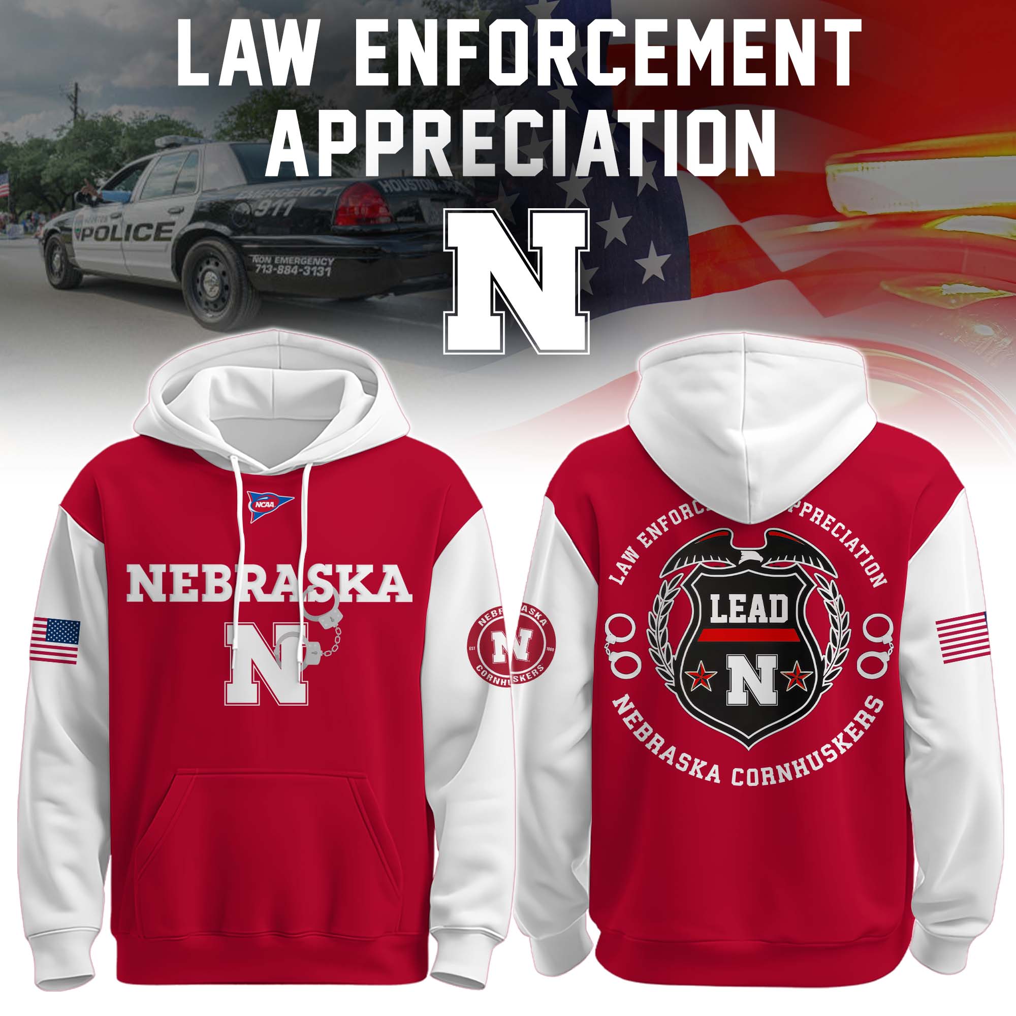 NEB Football x Law Enforcement Appreciation Day Special Edition Hoodie NEB Football x Law Enforcement Appreciation Day Special Edition Hoodie