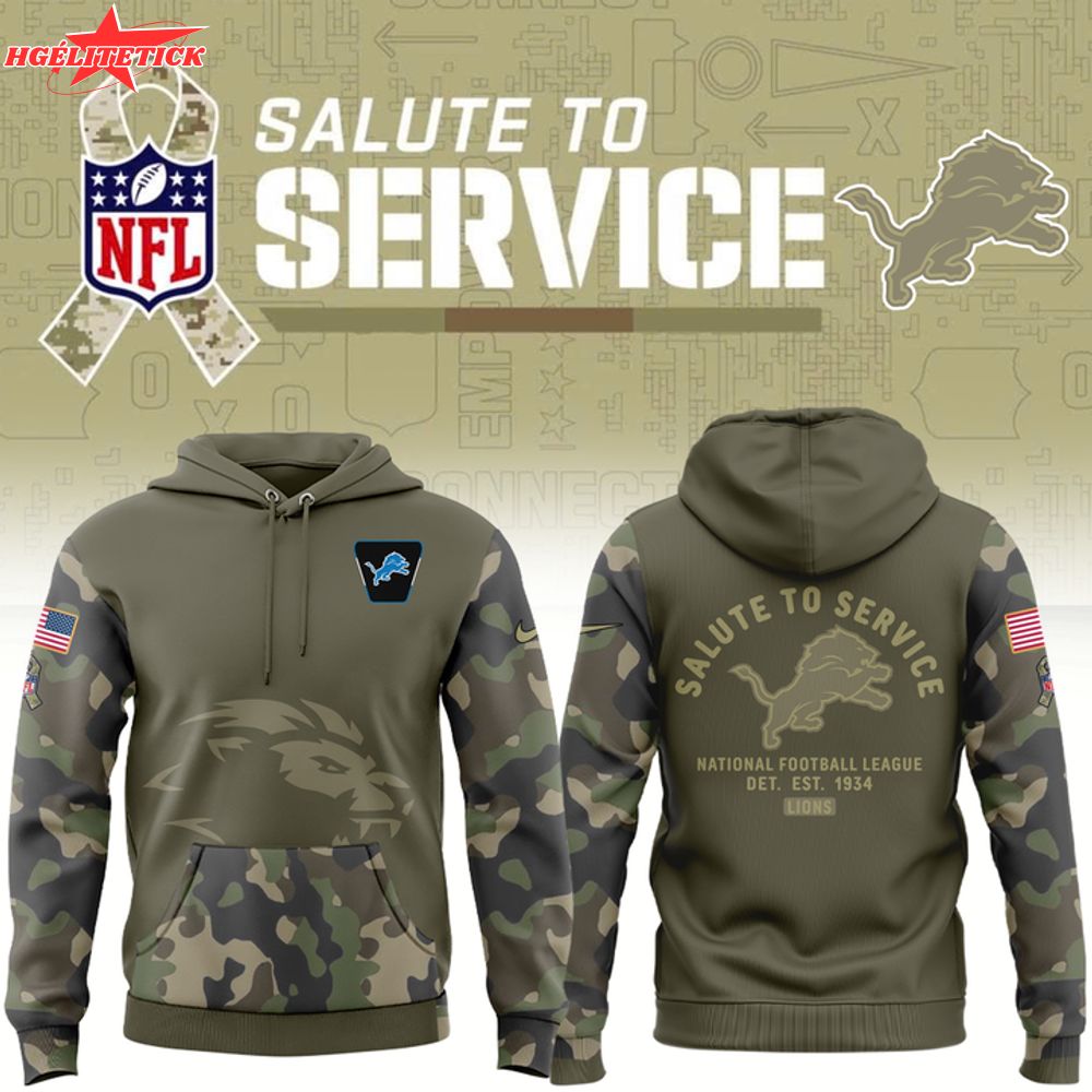 Detroit Lions Nike Olive 2025 Salute to Service Sideline Standard Hoodie Detroit Lions Nike Olive 2025 Salute to Service Sideline Standard Hoodie