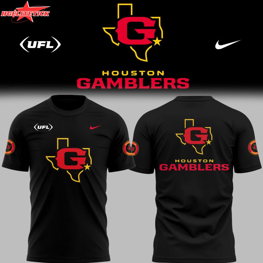 Limited Edition Houston Gamblers Football Black TShirt Limited Edition Houston Gamblers Football Black TShirt