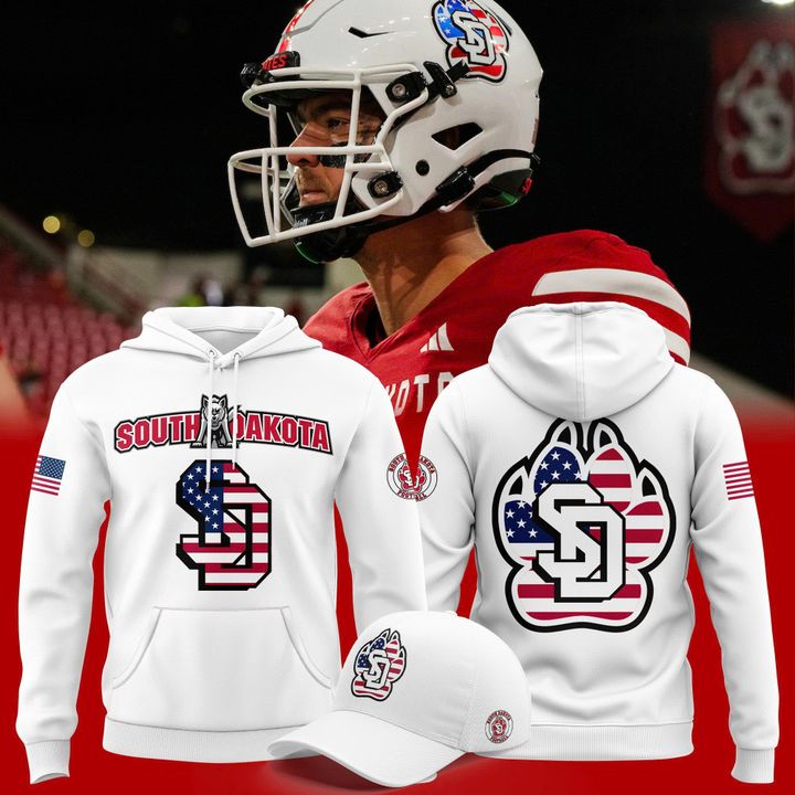 South Dakota Football 2025 Military Appreciation Day Hoodie - White South Dakota Football 2025 Military Appreciation Day Hoodie - White